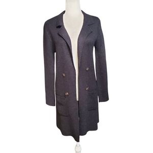 Active USA Longline Open-Front Cardigan Size M Black Double-breasted Sweater